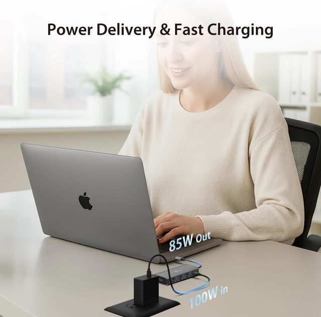 Alt view image 5 of 7 - j5create USB-C Hub 4K@144Hz HDMI with 100W Fast Charge and Flexible Ports