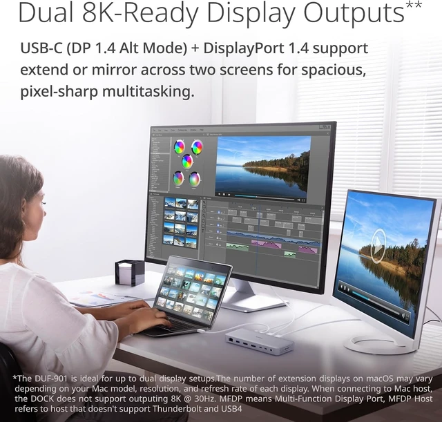 Alt view image 4 of 7 - D-Link 9-in-1 USB4 Docking Station with Dual 8K DisplayPorts, Ethernet up to 2.5Gb, USB4 up to 40GB, up to 100W Power Delivery, microSD Reader, Hub, Dock, PC, Mac (DUF-901)