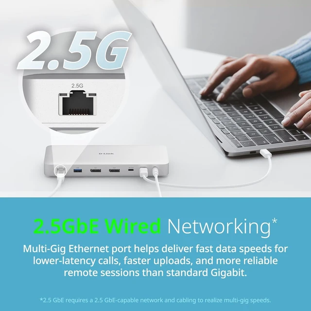 Alt view image 7 of 7 - D-Link 9-in-1 USB4 Docking Station with Dual 8K DisplayPorts, Ethernet up to 2.5Gb, USB4 up to 40GB, up to 100W Power Delivery, microSD Reader, Hub, Dock, PC, Mac (DUF-901)