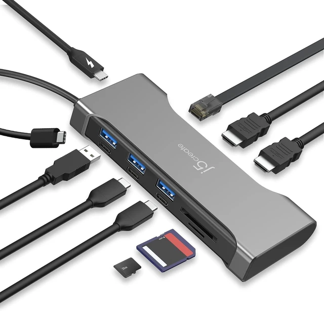 Main image of j5create 12 in 1 Flexible Ports USB-C Hub, MST Dual 4K60Hz/1080p144Hz HDMI