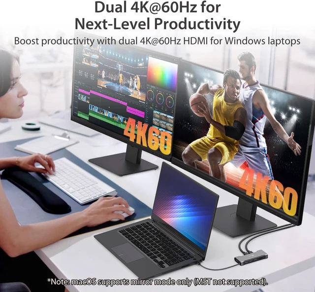 Alt view image 3 of 7 - j5create 12 in 1 Flexible Ports USB-C Hub, MST Dual 4K60Hz/1080p144Hz HDMI