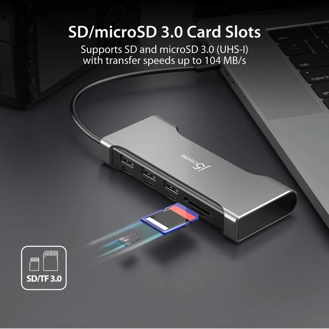 Alt view image 7 of 7 - j5create 12 in 1 Flexible Ports USB-C Hub, MST Dual 4K60Hz/1080p144Hz HDMI