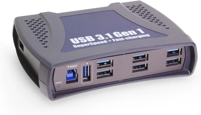 Main image of Coolgear 9 Port USB 3.2 Gen 1 Hub w/Integrated DIN-Rail Clip