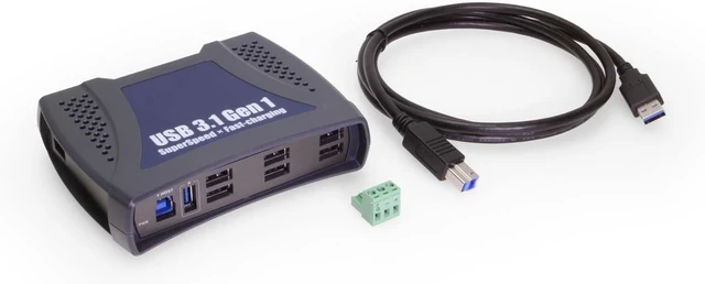 Alt view image 5 of 5 - Coolgear 9 Port USB 3.2 Gen 1 Hub w/Integrated DIN-Rail Clip