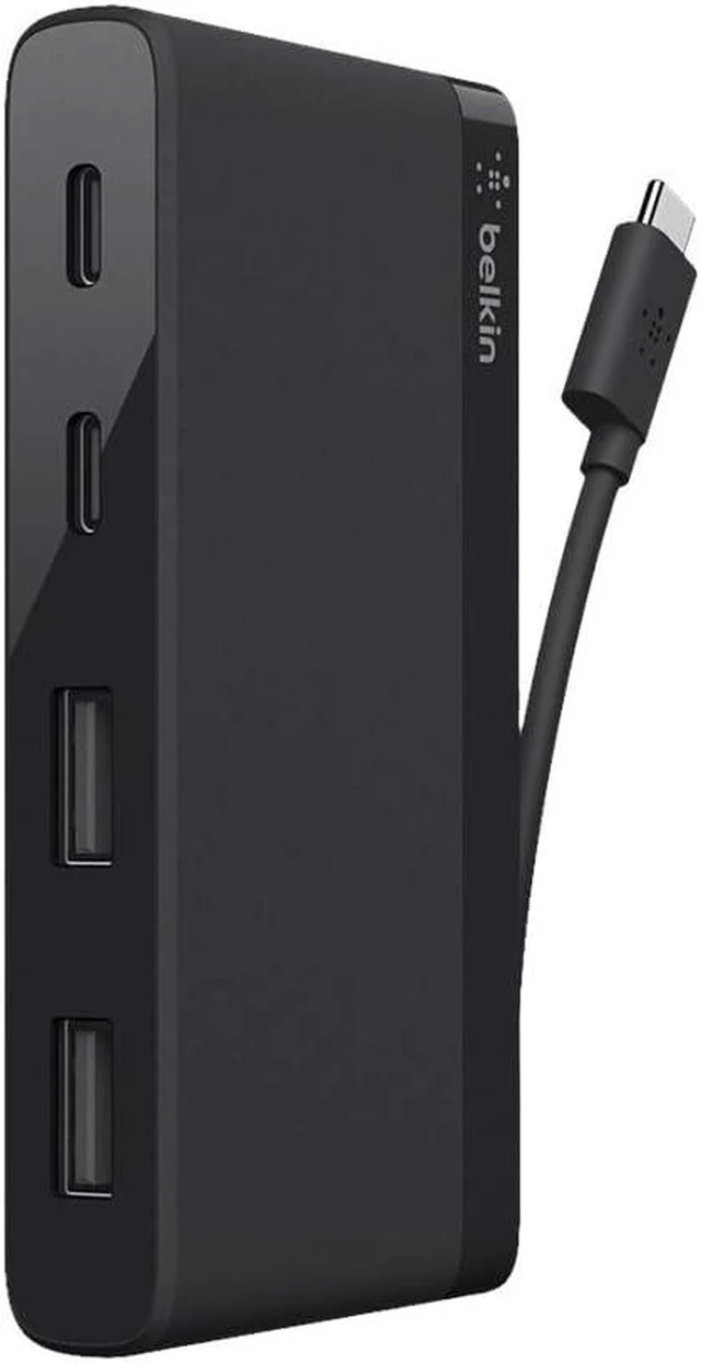 Alt view image 2 of 2 - Belkin 4-Port USB C Hub - Ultra Portable Design - USB Type C Hub Docking Station With Two USB C & Two USB A Ports - USB Hub Connects Via USB C Cable - USB Adapter - No Pass-Through Charging