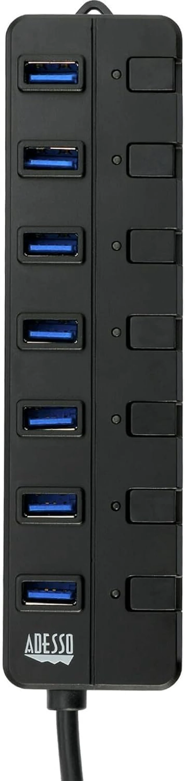 Alt view image 4 of 6 - Adesso 7-Port USB 3.0 Hub with Individual Power Switch & Power Adapter