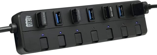 Alt view image 5 of 6 - Adesso 7-Port USB 3.0 Hub with Individual Power Switch & Power Adapter