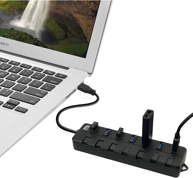 Alt view image 6 of 6 - Adesso 7-Port USB 3.0 Hub with Individual Power Switch & Power Adapter