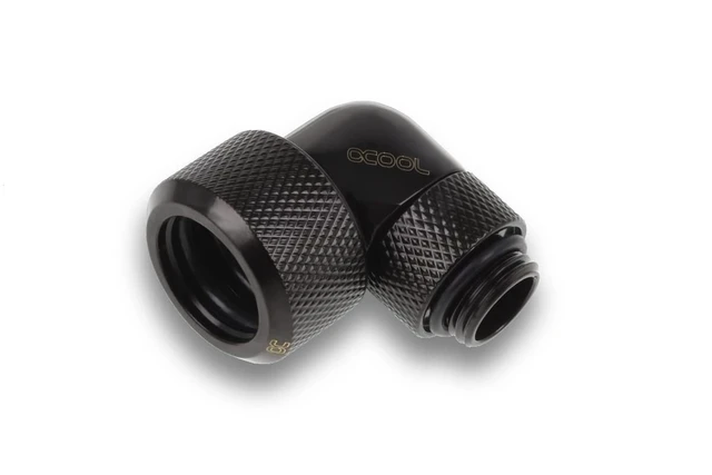 Alt view image 4 of 4 - Alphacool Eiszapfen 16mm HardTube Compression Fitting, 90 Degree Rotary, Deep Black, 4-Pack