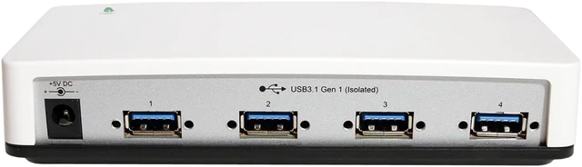 Alt view image 2 of 7 - Coolgear 4 Port USB 3.2 Gen 1 Hub, 5Gbps Speeds, 15KV ESD Surge Protection, Screw Locking Ports, Power Adapter Included
