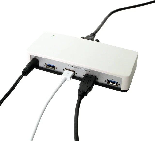 Alt view image 3 of 7 - Coolgear 4 Port USB 3.2 Gen 1 Hub, 5Gbps Speeds, 15KV ESD Surge Protection, Screw Locking Ports, Power Adapter Included
