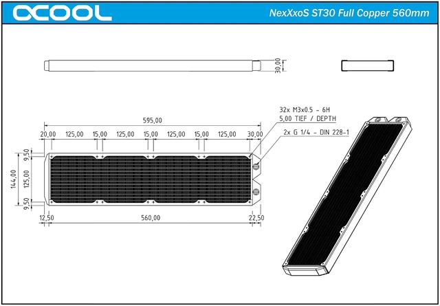 Alt view image 5 of 5 - Alphacool NexXxoS ST30 Full Copper 560mm Radiator (14199)