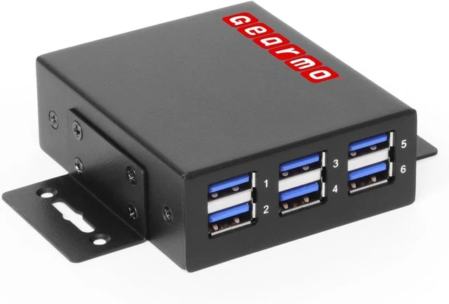 Main image of Gearmo 6 Port USB Hub, Slim USB 3.0 Hub, 60W AC Adapter (GM-6AHU3-PE)