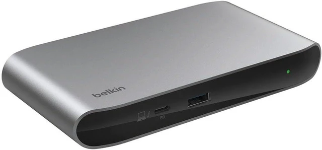 Main image of Belkin Connect 5-in-1 Thunderbolt 4 Core Hub, Silver 4X Thunderbolt 4, 1x USB-A, 40Gbps, 96W PD, Dual 4K or 8K Display, USB4 Compliant, 150W PSU, OCP, Daisy Chain 6 Devices, LED Indicator
