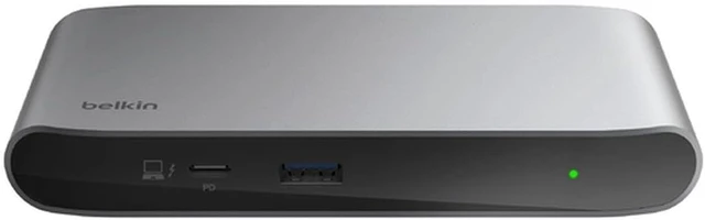 Alt view image 2 of 5 - Belkin Connect 5-in-1 Thunderbolt 4 Core Hub, Silver 4X Thunderbolt 4, 1x USB-A, 40Gbps, 96W PD, Dual 4K or 8K Display, USB4 Compliant, 150W PSU, OCP, Daisy Chain 6 Devices, LED Indicator