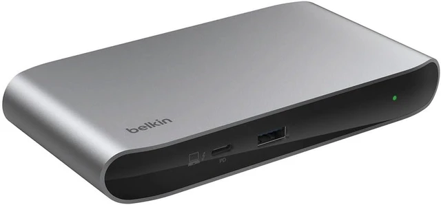 Alt view image 5 of 5 - Belkin Connect 5-in-1 Thunderbolt 4 Core Hub, Silver 4X Thunderbolt 4, 1x USB-A, 40Gbps, 96W PD, Dual 4K or 8K Display, USB4 Compliant, 150W PSU, OCP, Daisy Chain 6 Devices, LED Indicator