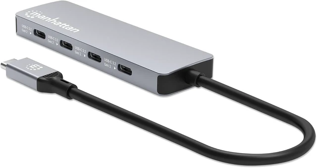 Alt view image 2 of 7 - Manhattan 4-Port 10G USB-C Hub, USB 3.2 Gen 2, Bus Powered, Aluminum Design