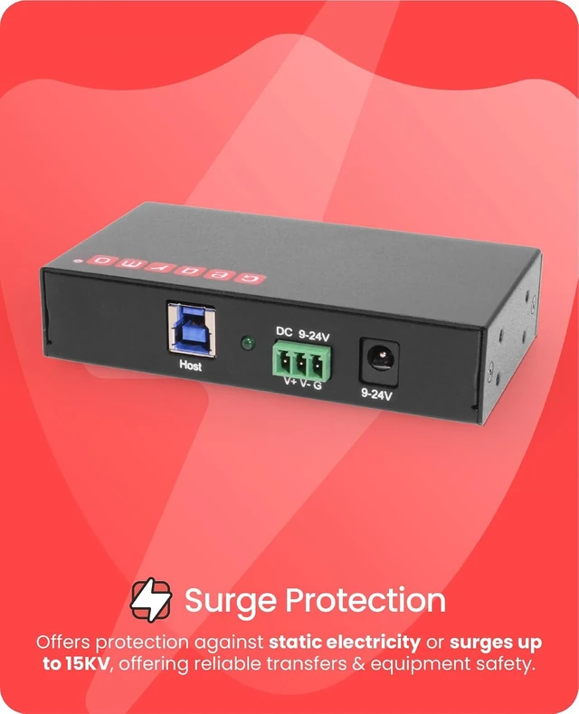Alt view image 2 of 5 - Gearmo 4 Port USB Hub, Powered USB 3.0 Hub, 24W AC Adapter (GM-HU34PWL)