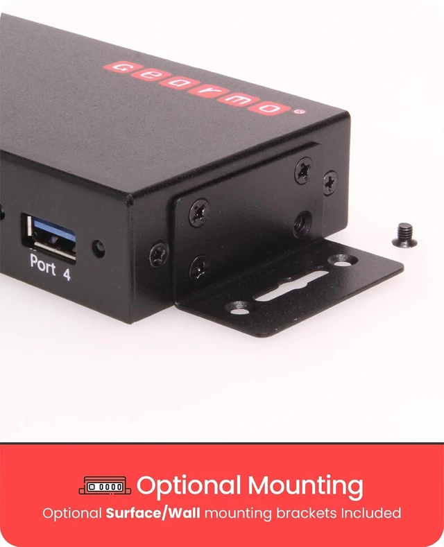 Alt view image 3 of 5 - Gearmo 4 Port USB Hub, Powered USB 3.0 Hub, 24W AC Adapter (GM-HU34PWL)
