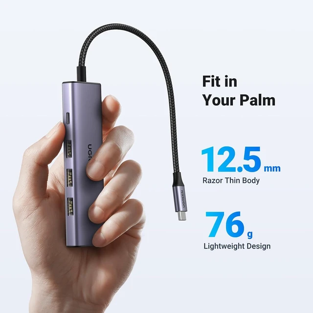 Alt view image 7 of 7 - UGREEN USB C Hub, 5-in-1 USB-C Hub with 4K@60Hz HDMI, 100W Power Delivery, 3 USB-A 3.0 Data Ports, USB C Dock Adapter for MacBook Pro/Air, iPad Pro, Mac Mini, Surface, XPS, Thinkpad, Galaxy, and More