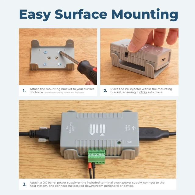 Alt view image 4 of 7 - Coolgear Industrial USB-C to USB-A Power Delivery Adapter, 10Gbps Data, Flexible Mounting