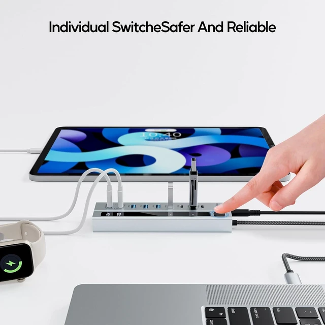 Alt view image 5 of 7 - Powered USB C Hub, 9-in-1 USB-Hub suppprt 10Gbps & PD 45W Max Charging