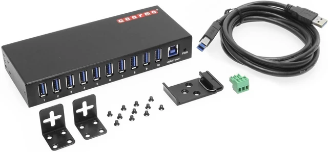 Alt view image 5 of 5 - Gearmo 10 Port USB Hub, Mountable USB 3.0 Hub Expander (GM-HU310A)