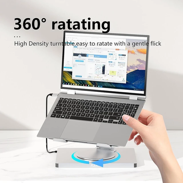 Alt view image 6 of 7 - 10 in 1 Laptop Docking Station Stand for MacBook Pro/Air/Surface/Dell/HP/Lenovo, Mac Type-C Hub with 4K HDMI, USB 3.0, SD/TF Card, RJ45, PD 3.0, USB C Laptop Stand Hub with 360 Rotating Base (ST109A)