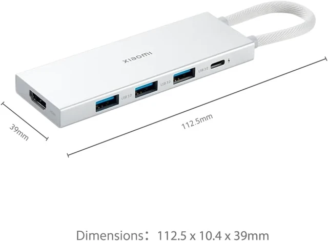 Alt view image 2 of 7 - Xiaomi 5-in-1 Type-C Hub Hub, Dual Display, Supports 4KUHD Resolution, PD100W Rapid Charging, High Speed USB 3.0x3, Type-C HDMI Port, High Speed Data Transfer, Storage Protection, Supports Windows,