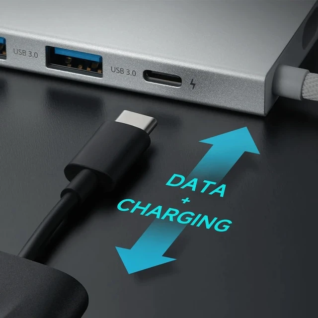 Alt view image 5 of 7 - Xiaomi 5-in-1 Type-C Hub Hub, Dual Display, Supports 4KUHD Resolution, PD100W Rapid Charging, High Speed USB 3.0x3, Type-C HDMI Port, High Speed Data Transfer, Storage Protection, Supports Windows,