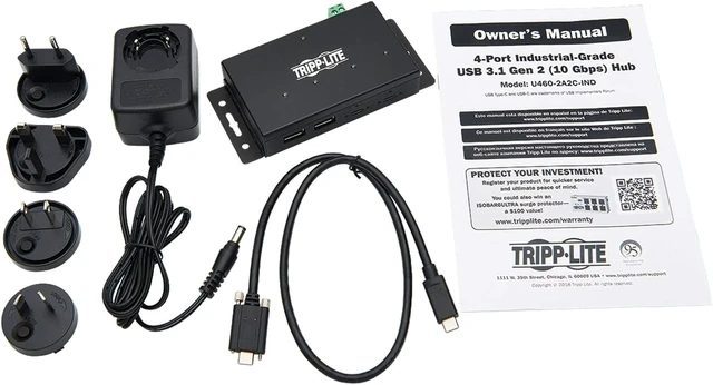 Alt view image 5 of 5 - Tripp Lite 4 Port USB Hub, Industrial USB Hub, USB 3.1 Hub, Gen 2, 10 Gbps, 2 USB C, 2 USB A, 15 Kv ESD Protection, Iron Housing (U460-2A2C-Ind)