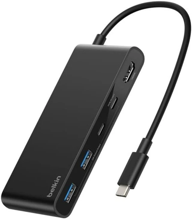 Main image of Belkin USB C Hub, 7-Port Hub w/ 4K HDMI Display @ 60Hz, SD & MicroSD, 100W Power Delivery, Fast Data Transfer 5Gbps, USB C Multiport Adapter for MacBook, iPad Pro, Chromebook - HDMI 2.0 - Black
