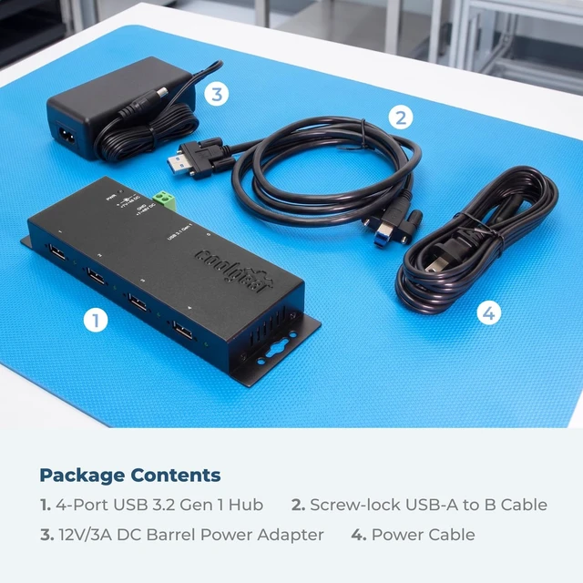 Alt view image 7 of 7 - Coolgear USB 3.0 4-Port Industrial Hub, GL 3520 Chipset, Power Supply Included, 5 Gbps Speeds, Mountable, Supports MTT