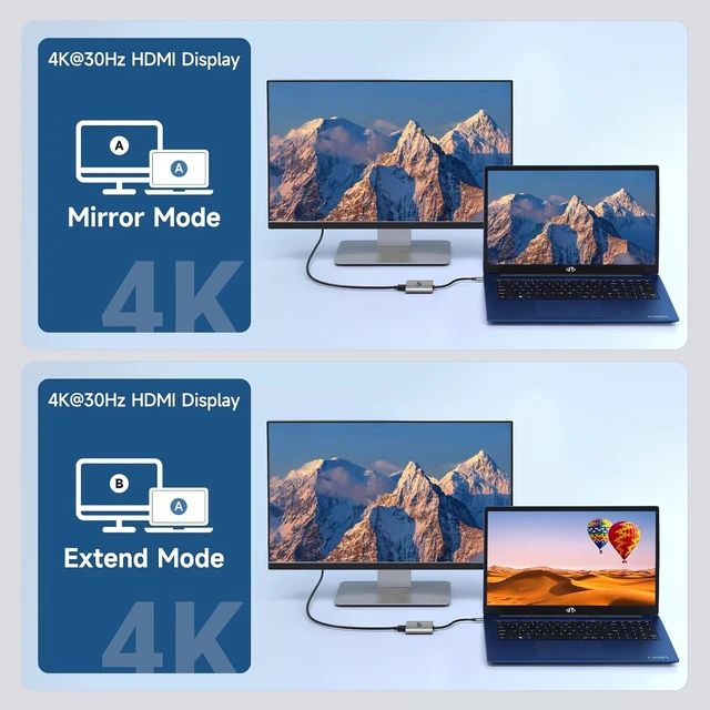 Alt view image 3 of 7 - NIMO 3-in-1 USB C Hub, Portable Adapter Multiport Accessories with 4K HDMI Output, 100W PD Fast Charging, USB 3.0 Port, Plug and Play Digital AV Converter for Switch, Tablets, Monitor and More