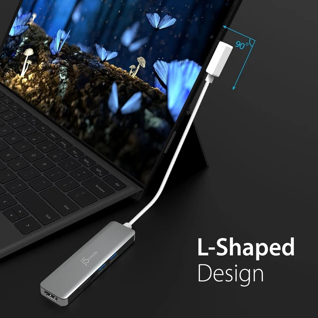 Alt view image 3 of 6 - j5create 5 in 1 Compact USB-C Hub, Type C Adapter with 4K HDMI, 2 USB 3.0