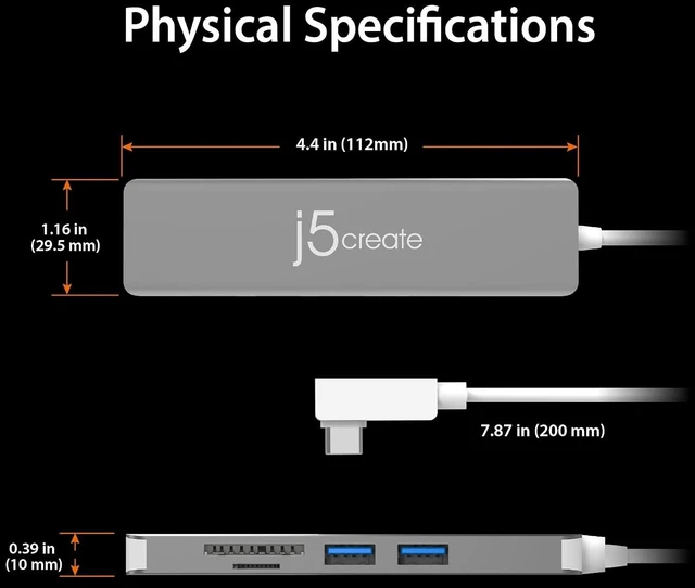Alt view image 6 of 6 - j5create 5 in 1 Compact USB-C Hub, Type C Adapter with 4K HDMI, 2 USB 3.0