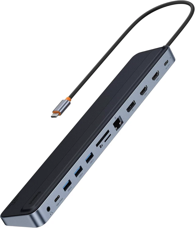 Main image of Baseus 11-in-1 Docking Station, USB C Hub, Triple Screen, USB C Adapter with 2 4K HDMI, 3 USB 3.0, Type C Power Supply, VGA, SD/TF Card Reader, Ethernet, 3.5mm Audio for MacBook Pro/Air and Type C