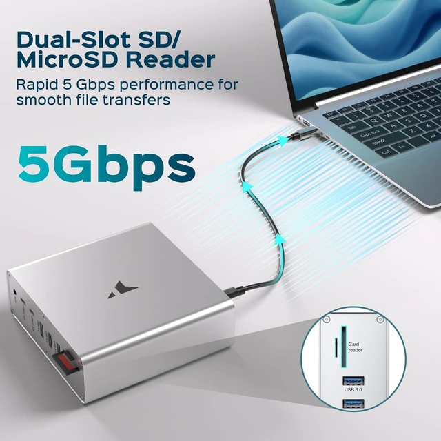 Alt view image 5 of 7 - Turonic BYL-2519 Universal Docking Station, 15-in-1 USB 3.2 Hub