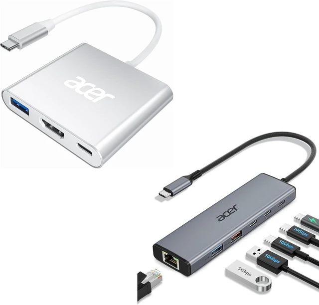 Main image of acer USB C to HDMI Adapter Bundle with 6-in-1 USB C to Ethernet Adapter