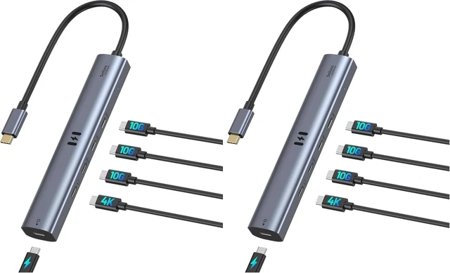 Main image of 10Gbps USB C Hub with 4K@60Hz Video Display, Selore 5 Ports USB-C Splitter, C Port Data Transfer, 100W PD-in Charging, Dongle Multiport Adapter for MacBook Pro, iPad, Dell, HP, and More (Pack of 2)