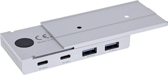 Alt view image 2 of 7 - Inline 4-Port Magnetic USB Hub, 2 x USB-C, 2 x USB-A, USB 3.2 Gen.2, up to 10 Gb/s, Magnetic or Screwable, Aluminium Housing, 35395M