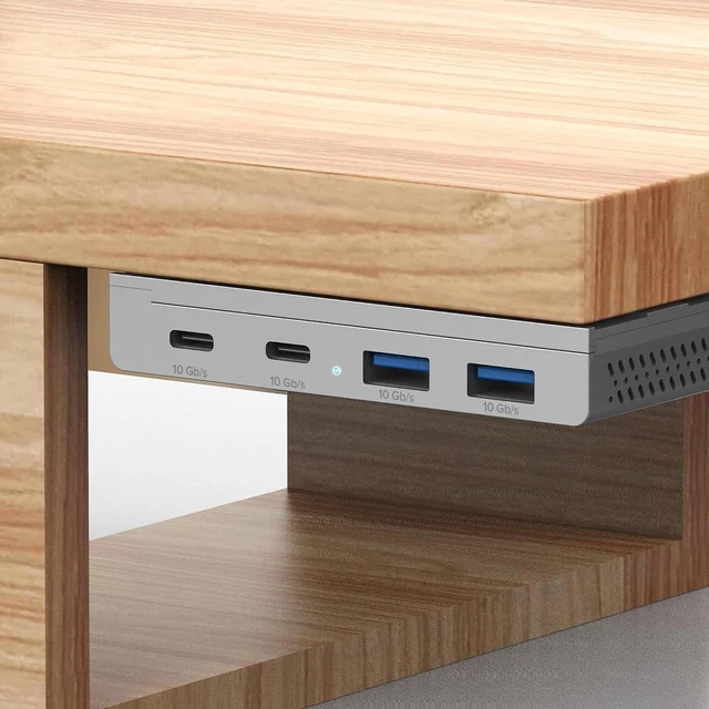 Alt view image 7 of 7 - Inline 4-Port Magnetic USB Hub, 2 x USB-C, 2 x USB-A, USB 3.2 Gen.2, up to 10 Gb/s, Magnetic or Screwable, Aluminium Housing, 35395M