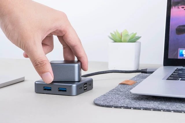 Alt view image 3 of 6 - Xoopar - 7 in 1 Multi Port Charging Hub without Tangling Quick Charge 100W with 7 USB A Ports - USB C - HDMI - Audio Compatible Smartphone and Computer - CUBBI Black