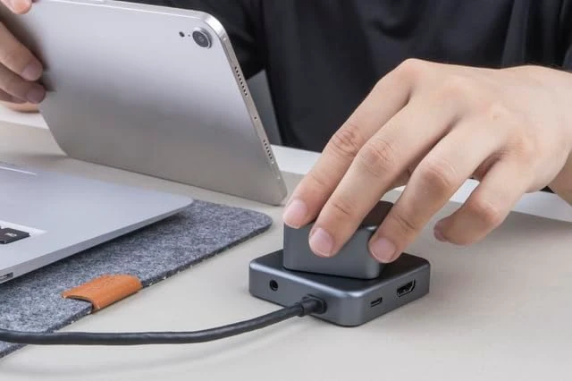 Alt view image 6 of 6 - Xoopar - 7 in 1 Multi Port Charging Hub without Tangling Quick Charge 100W with 7 USB A Ports - USB C - HDMI - Audio Compatible Smartphone and Computer - CUBBI Black