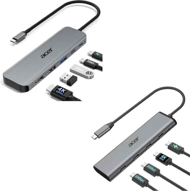 Main image of acer 5-in-1 USBC to HDMI Adapter Bundle with 4-in-1 10Gbps USB C Hub