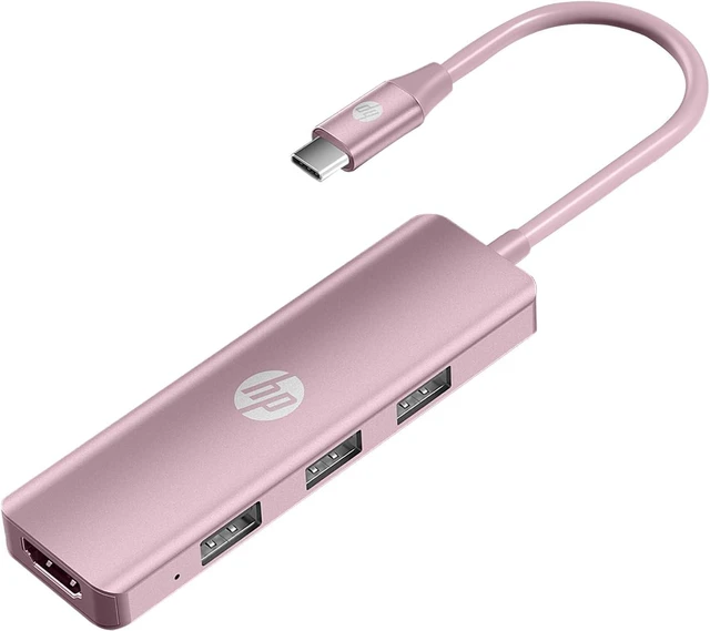 Main image of HP USB C Docking Station - 5-in-1 Multi-Port USB C Hub with 4K HDMI, 100W Power Delivery, for Laptops, MacBook, iPad, Thinkpad and More, Pink