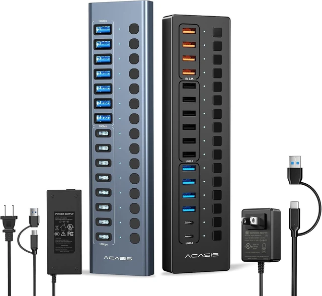 Main image of ACASIS 16 Ports USB 3.2 Hub Bundle with Powered USB 3.0 Hub, Include 8 * 10Gbps USB 3.2 A, 8 * 10Gbps USB 3.2 C, 2*USB C 3.0+4 Smart Charging Port, 96W & 60W Power Adapter, USB Hub for PC/Laptop, Comp