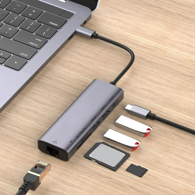 Alt view image 3 of 5 - USB-C Hub Compatible with Motorola Moto G/G Play (2026) - 6-in-1 Adapter RJ45 Ethernet Port Type-C PD Charger Card Reader Network