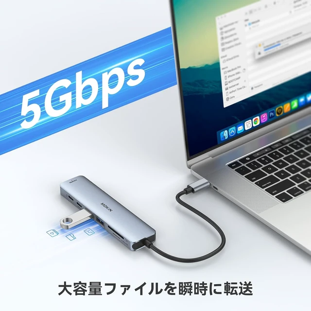 Alt view image 5 of 7 - 7-Port USB C Hub 3.0 USB Splitter Compatible with Dell,Asus,HP,MacBook Air,Surface Pro,Acer