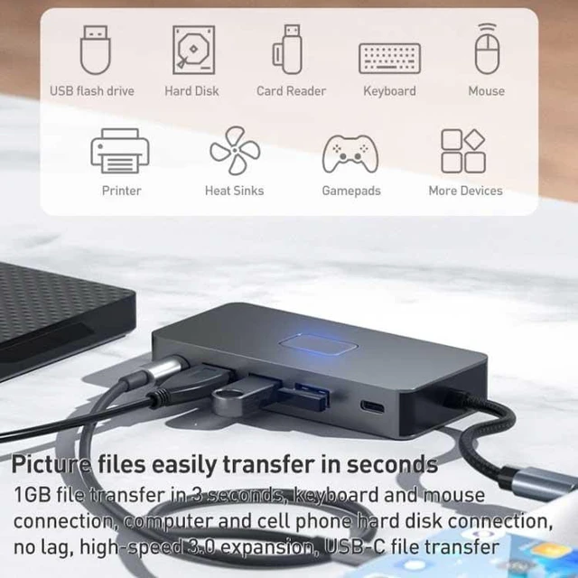 Alt view image 7 of 7 - 2 Port HDMI TV Adapter 7-in-1 USB C Hub Type-C PD Charger Compatible with Samsung Galaxy S25 Edge, Audio Video Projector Converter